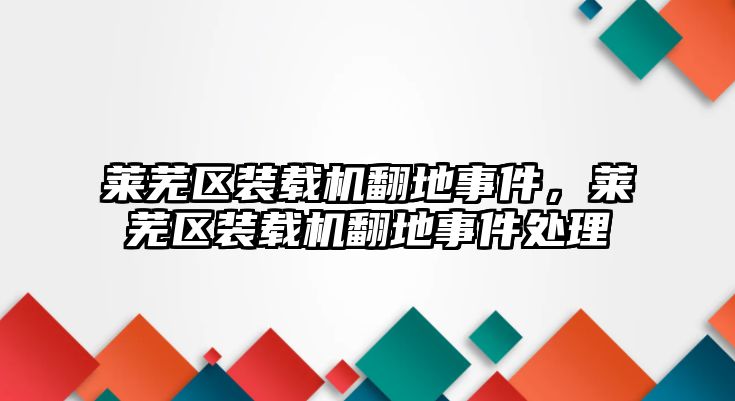 萊蕪區(qū)裝載機(jī)翻地事件，萊蕪區(qū)裝載機(jī)翻地事件處理