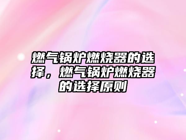 燃?xì)忮仩t燃燒器的選擇，燃?xì)忮仩t燃燒器的選擇原則