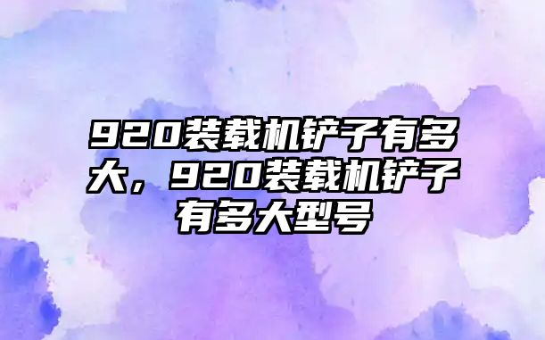 920裝載機鏟子有多大，920裝載機鏟子有多大型號