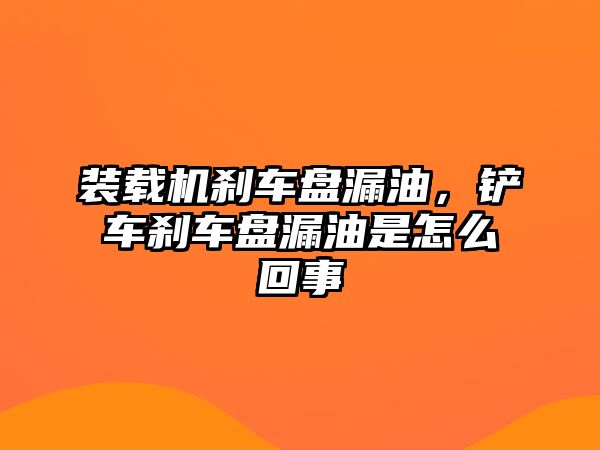 裝載機剎車盤漏油，鏟車剎車盤漏油是怎么回事