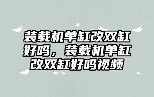 裝載機(jī)單缸改雙缸好嗎，裝載機(jī)單缸改雙缸好嗎視頻