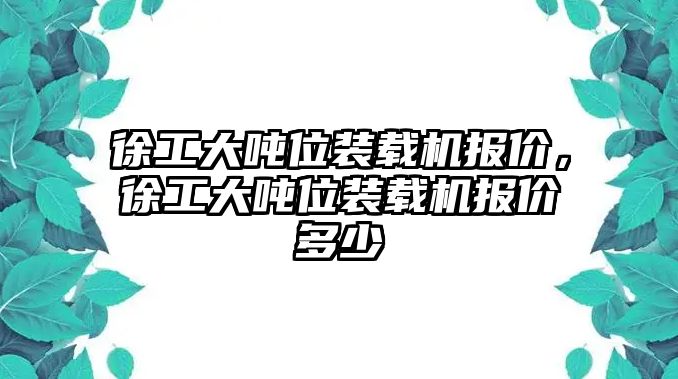 徐工大噸位裝載機報價，徐工大噸位裝載機報價多少