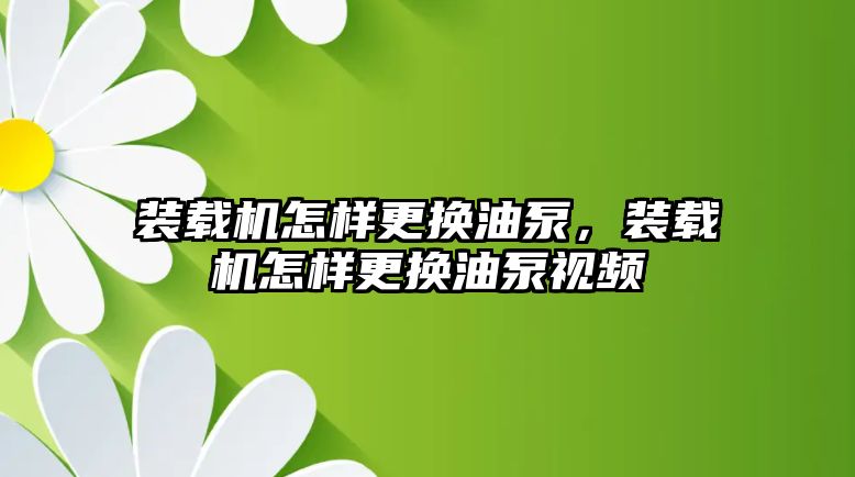 裝載機怎樣更換油泵，裝載機怎樣更換油泵視頻