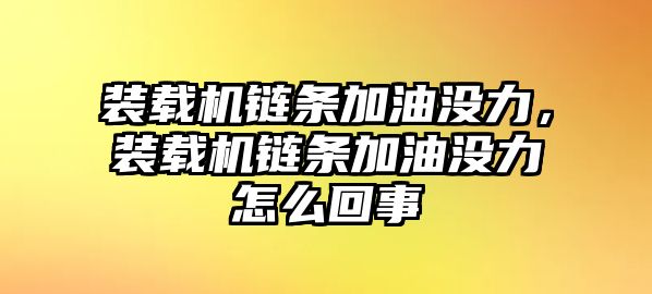 裝載機鏈條加油沒力，裝載機鏈條加油沒力怎么回事