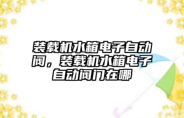 裝載機水箱電子自動閥，裝載機水箱電子自動閥門在哪