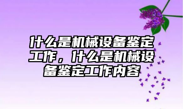 什么是機(jī)械設(shè)備鑒定工作，什么是機(jī)械設(shè)備鑒定工作內(nèi)容