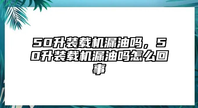 50升裝載機(jī)漏油嗎，50升裝載機(jī)漏油嗎怎么回事