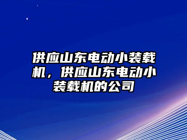 供應(yīng)山東電動小裝載機(jī)，供應(yīng)山東電動小裝載機(jī)的公司