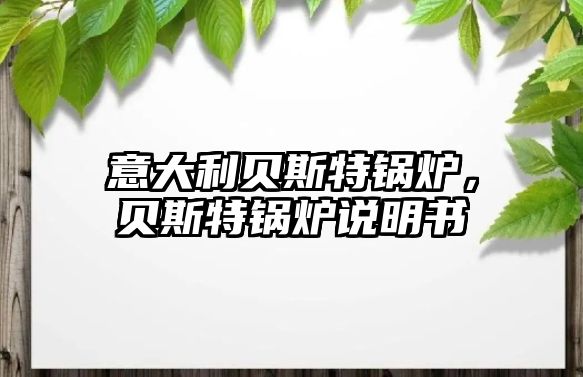 意大利貝斯特鍋爐，貝斯特鍋爐說明書