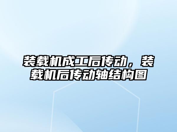 裝載機成工后傳動，裝載機后傳動軸結構圖