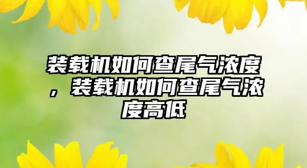 裝載機如何查尾氣濃度，裝載機如何查尾氣濃度高低