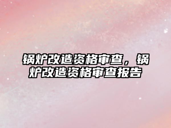 鍋爐改造資格審查，鍋爐改造資格審查報告