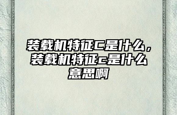 裝載機特征C是什么，裝載機特征c是什么意思啊