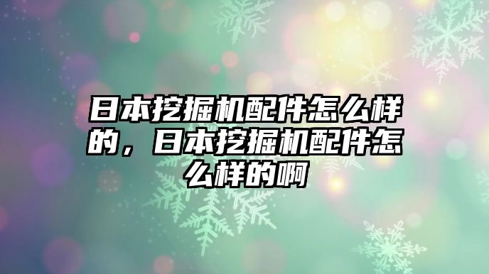 日本挖掘機(jī)配件怎么樣的，日本挖掘機(jī)配件怎么樣的啊