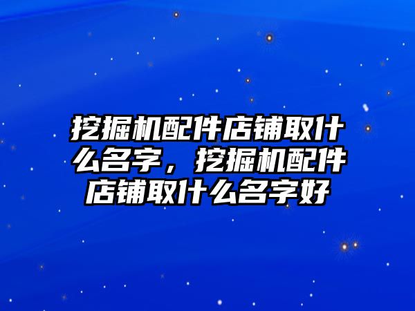 挖掘機配件店鋪取什么名字，挖掘機配件店鋪取什么名字好