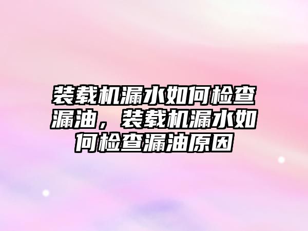 裝載機漏水如何檢查漏油，裝載機漏水如何檢查漏油原因