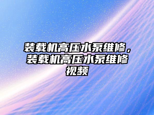 裝載機高壓水泵維修，裝載機高壓水泵維修視頻