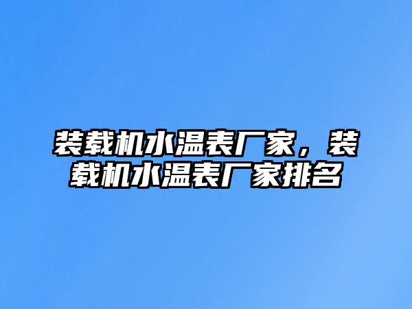 裝載機水溫表廠家，裝載機水溫表廠家排名