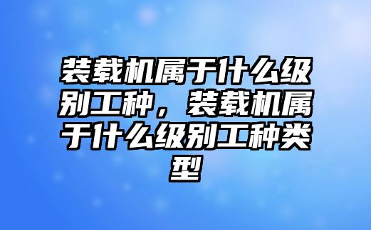 裝載機屬于什么級別工種，裝載機屬于什么級別工種類型