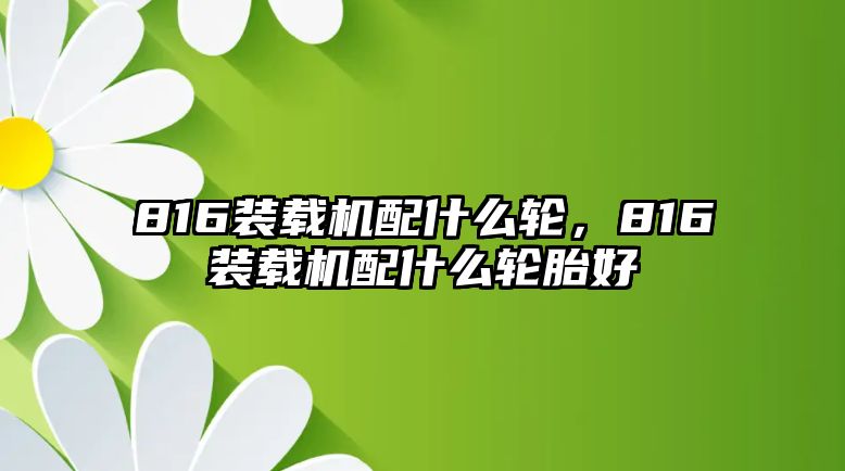 816裝載機(jī)配什么輪，816裝載機(jī)配什么輪胎好