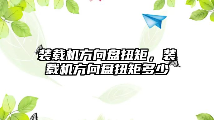 裝載機方向盤扭矩，裝載機方向盤扭矩多少