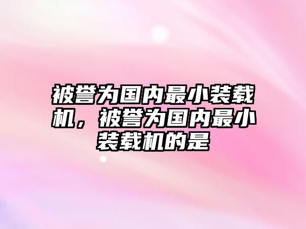 被譽為國內(nèi)最小裝載機(jī)，被譽為國內(nèi)最小裝載機(jī)的是