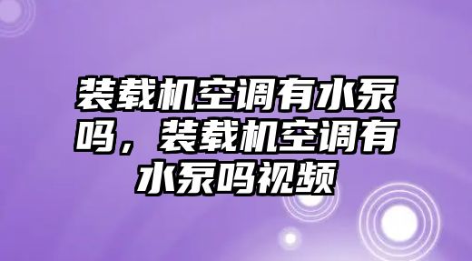 裝載機(jī)空調(diào)有水泵嗎，裝載機(jī)空調(diào)有水泵嗎視頻