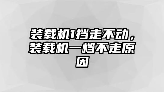 裝載機1擋走不動，裝載機一檔不走原因