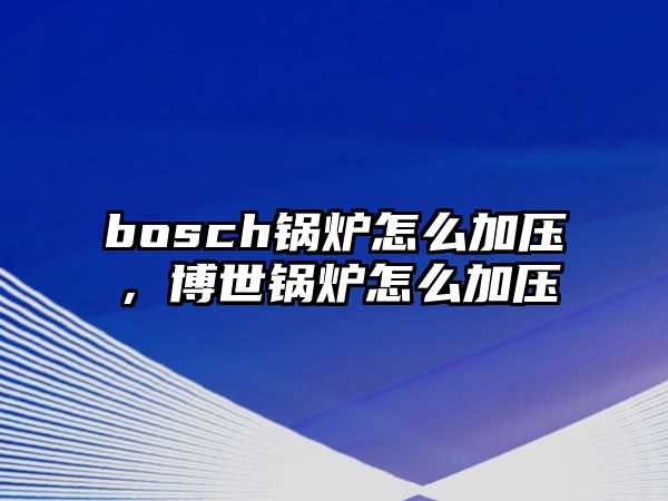 bosch鍋爐怎么加壓，博世鍋爐怎么加壓