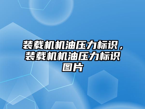 裝載機機油壓力標識，裝載機機油壓力標識圖片