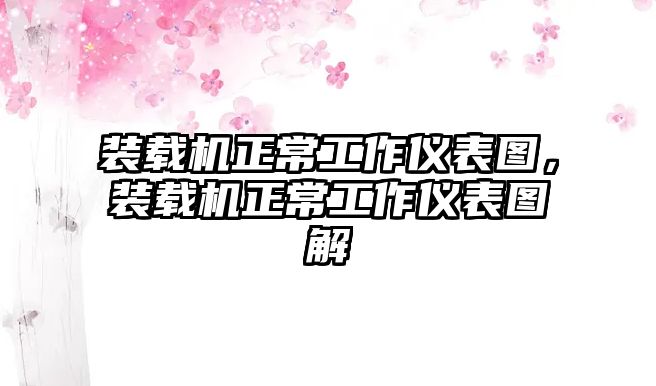 裝載機(jī)正常工作儀表圖，裝載機(jī)正常工作儀表圖解