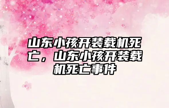 山東小孩開裝載機(jī)死亡，山東小孩開裝載機(jī)死亡事件