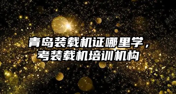 青島裝載機證哪里學，考裝載機培訓機構(gòu)