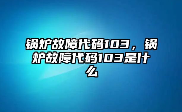 鍋爐故障代碼103，鍋爐故障代碼103是什么