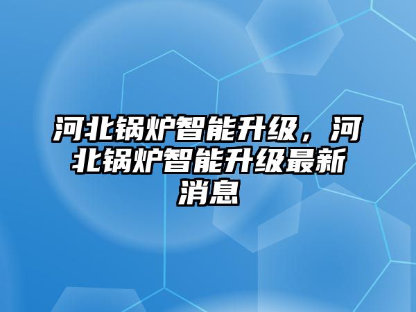 河北鍋爐智能升級，河北鍋爐智能升級最新消息