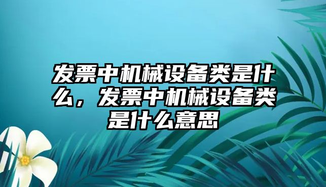 發(fā)票中機(jī)械設(shè)備類是什么，發(fā)票中機(jī)械設(shè)備類是什么意思