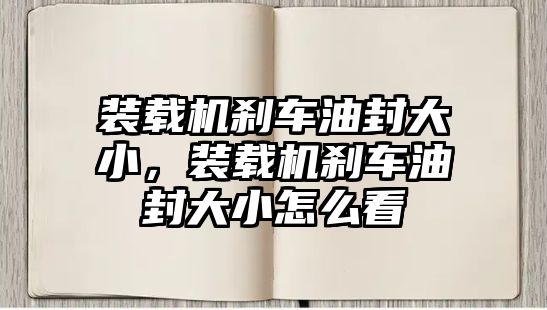 裝載機剎車油封大小，裝載機剎車油封大小怎么看