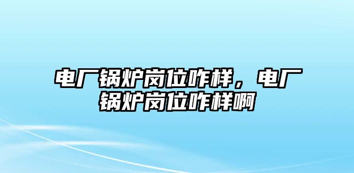 電廠鍋爐崗位咋樣，電廠鍋爐崗位咋樣啊