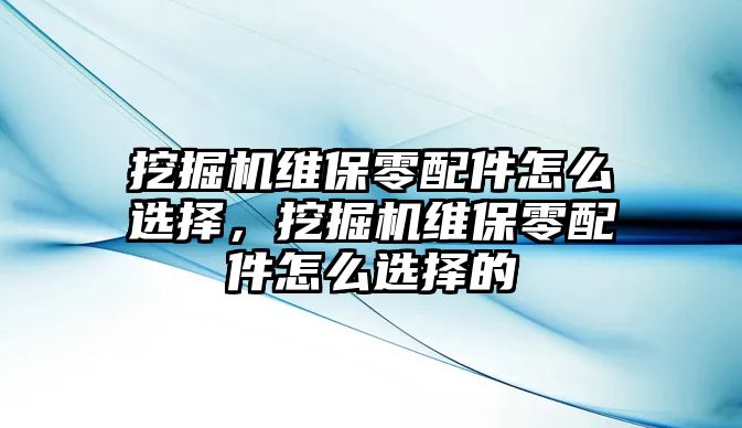 挖掘機(jī)維保零配件怎么選擇，挖掘機(jī)維保零配件怎么選擇的