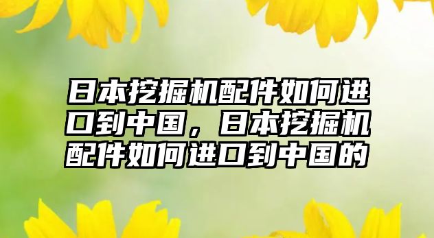 日本挖掘機配件如何進口到中國，日本挖掘機配件如何進口到中國的