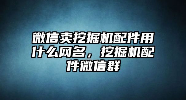 微信賣挖掘機(jī)配件用什么網(wǎng)名，挖掘機(jī)配件微信群