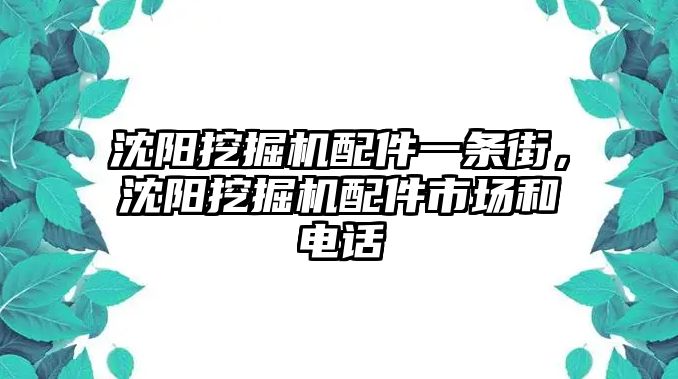 沈陽(yáng)挖掘機(jī)配件一條街，沈陽(yáng)挖掘機(jī)配件市場(chǎng)和電話