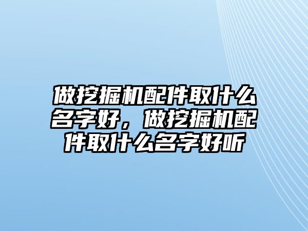 做挖掘機(jī)配件取什么名字好，做挖掘機(jī)配件取什么名字好聽