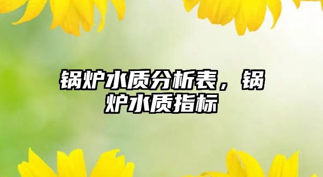 鍋爐水質(zhì)分析表，鍋爐水質(zhì)指標