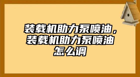 裝載機(jī)助力泵噴油，裝載機(jī)助力泵噴油怎么調(diào)