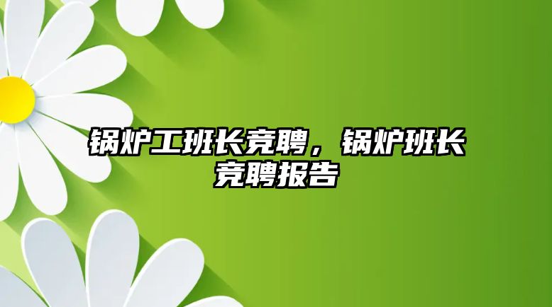 鍋爐工班長(zhǎng)競(jìng)聘，鍋爐班長(zhǎng)競(jìng)聘報(bào)告