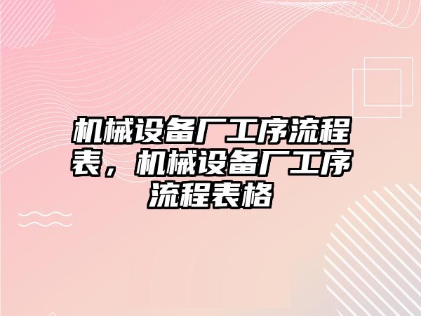 機械設(shè)備廠工序流程表，機械設(shè)備廠工序流程表格