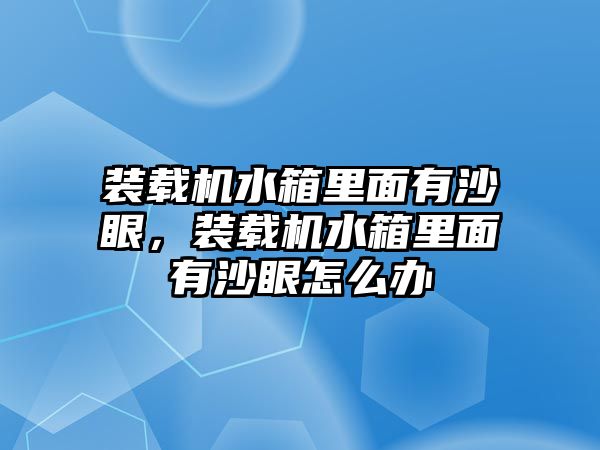 裝載機水箱里面有沙眼，裝載機水箱里面有沙眼怎么辦