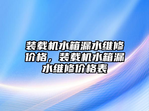 裝載機(jī)水箱漏水維修價格，裝載機(jī)水箱漏水維修價格表