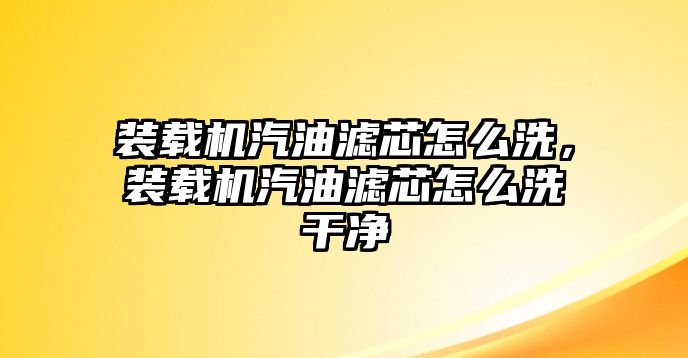 裝載機(jī)汽油濾芯怎么洗，裝載機(jī)汽油濾芯怎么洗干凈